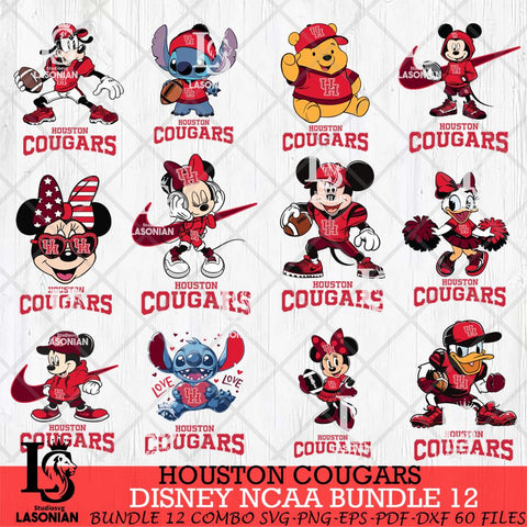 Houston Cougars Disney NCAA Bundle Svg PNG 12 Svg Eps Dxf Png File, Digital Download