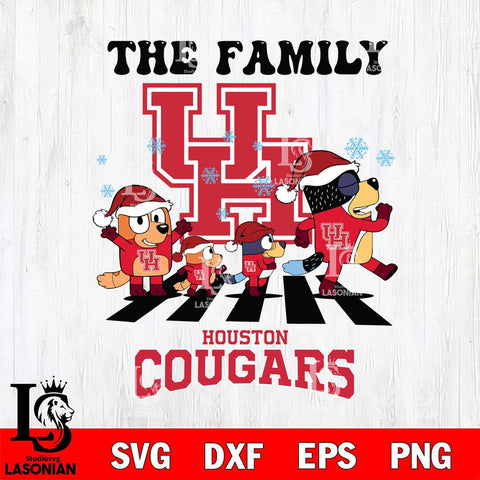 Houston Cougars Family Bluey Christmas Svg Eps Dxf Png File, Digital Download