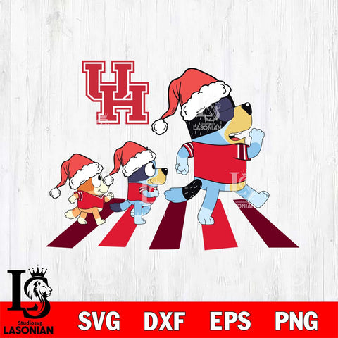 Houston Cougars Family Bluey Walking Christmas Svg Eps Dxf Png File, Digital Download, Instant Download