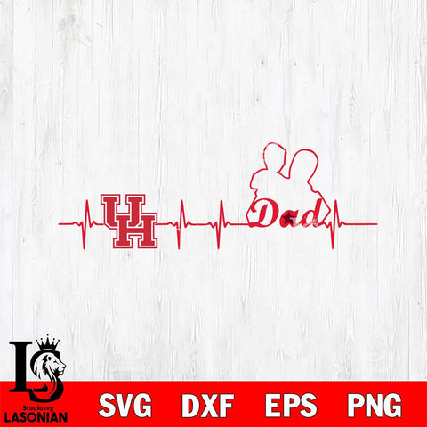 Houston Cougars Father Heart Beat Svg Eps Dxf Png File, Digital Download, Instant Download