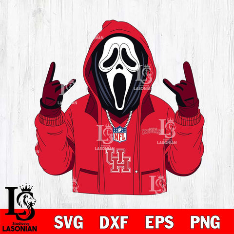 Houston Cougars Ghostface Scream Football Halloween Svg Eps Dxf Png File, NCAA svg, Digital Download, Instant Download