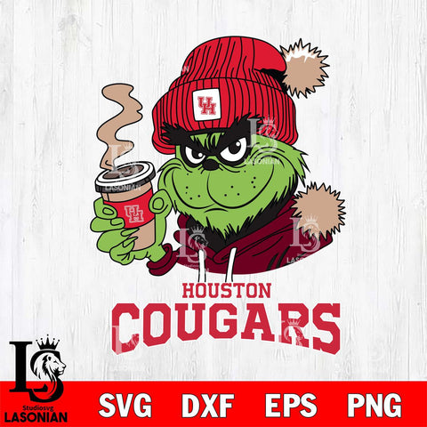 Houston Cougars Grinch Cofffe Hoodie Cut Files Cricut, Svg Dxf Eps Png file, Digital download , Silhouette