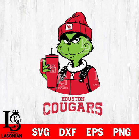 Houston Cougars Grinch Football Christmas Cut Files Cricut, Svg Dxf Eps Png file, Digital download , Silhouette