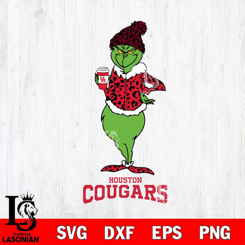 Houston Cougars Grinch Leopard Coffee Svg Eps Dxf Png File, Digital Download, Instant Download