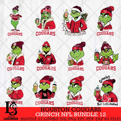 Houston Cougars Grinch NCAA Bundle 12 SVG Eps Dxf Png File, Digital Download, Instant Download