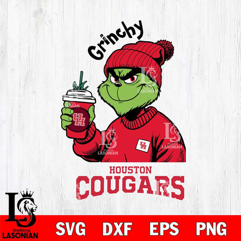 Houston Cougars Grinchy Bougie Christmas Cut Files Cricut, Svg Dxf Eps Png file, Digital download , Silhouette