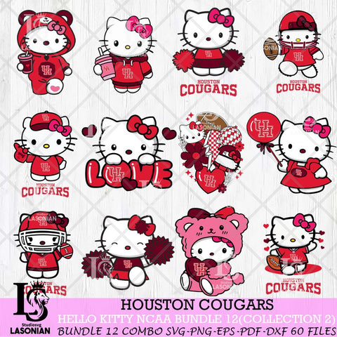 Houston Cougars Hello Kitty Bundle 12 SVG Svg Eps Dxf Png File, Digital Download, Instant Download