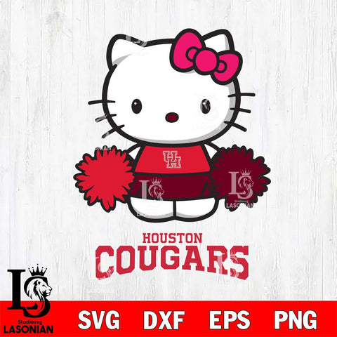 Houston Cougars Hello Kitty Cheerleader 2 Svg Eps Dxf Png File, Digital Download, Instant Download