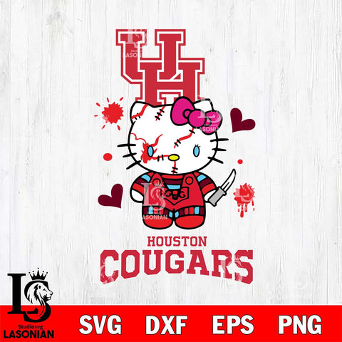 Houston Cougars Hello Kitty Horror 2 Svg Eps Dxf Png File, Digital Download