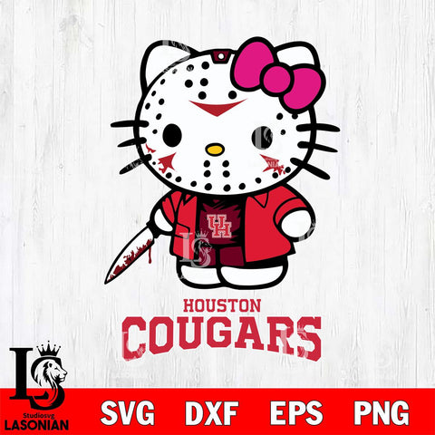 Houston Cougars Hello Kitty Horror 3 Svg Eps Dxf Png File, Digital Download