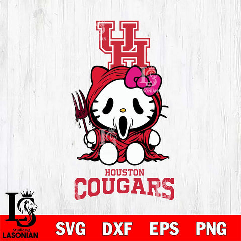 Houston Cougars Hello Kitty Horror 4 Svg Eps Dxf Png File, Digital Download