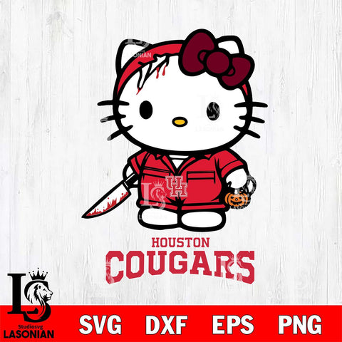 Houston Cougars Hello Kitty Horror 5 Svg Eps Dxf Png File, Digital Download