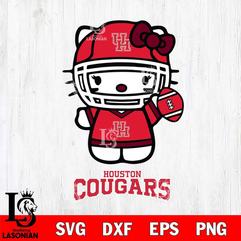 Houston Cougars Hello Kitty NCAA 1 Svg Eps Dxf Png File, Digital Download, Instant Download