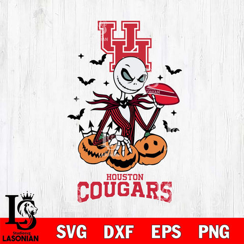 Houston Cougars Jack Skellington 2 halloween Svg Eps Dxf Png File, NCAA svg, Digital Download, Instant Download