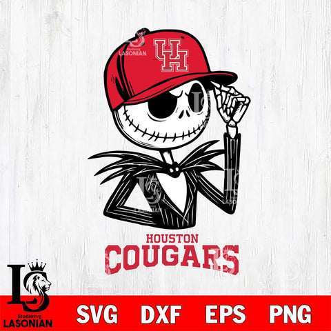 Houston Cougars Jack Skellington 3 Halloween Svg Eps Dxf Png File, NCAA svg, Digital Download, Instant Download