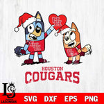 Houston Cougars Love Bluey Christmas Svg Eps Dxf Png File, Digital Download