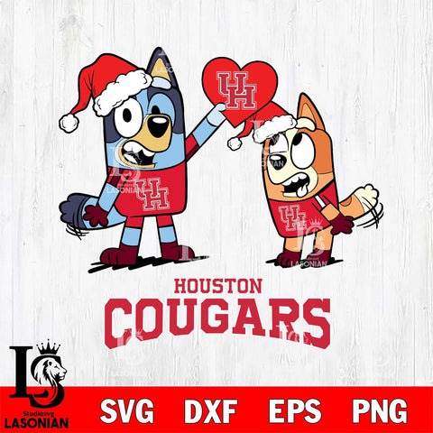 Houston Cougars Love Bluey Christmas Svg Eps Dxf Png File, Digital Download