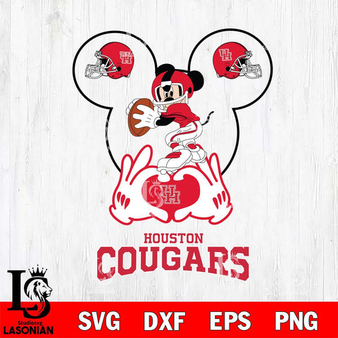 Houston Cougars Mickey Heart Rugby Svg Eps Dxf Png File, Digital Download ,Instant Download, Cricut File