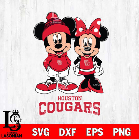 Houston Cougars Mickey Minnie Mouse Cute Football Svg Eps Dxf Png File, NCAA svg , File Cut , Digital Download , Instant Download, Cut Svg Files