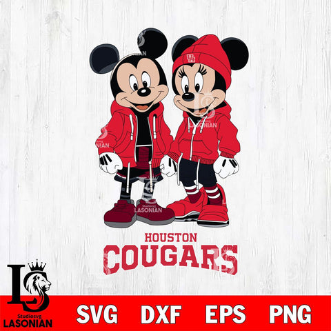 Houston Cougars Mickey Minnie Mouse Rugby Svg Eps Dxf Png File, NCAA svg , File Cut , Digital Download , Instant Download, Cut Svg Files