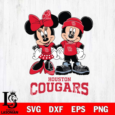 Houston Cougars Mickey Minnie Rugby ball Svg Eps Dxf Png File, NCAA svg , File Cut , Digital Download , Instant Download, Cut Svg Files