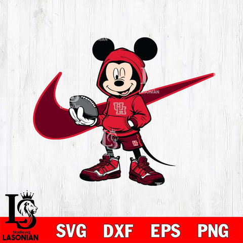 Houston Cougars Mickey Wearing Hoodie Sport Svg Eps Dxf Png File, NCAA svg, Digital Download, Instant Download