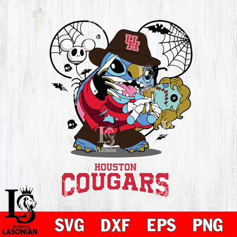 Houston Cougars Stitch Freddy Krueger Halloween Svg Eps Dxf Png File, Digital Download, Instant Download