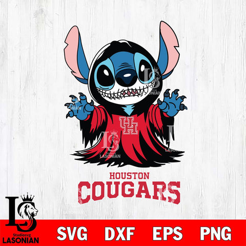 Houston Cougars Stitch Ghost Svg Eps Dxf Png File, NCAA svg, Digital Download, Instant Download