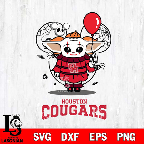 Houston Cougars Stitch Pennywise Halloween Svg Eps Dxf Png File, Digital Download, Instant Download