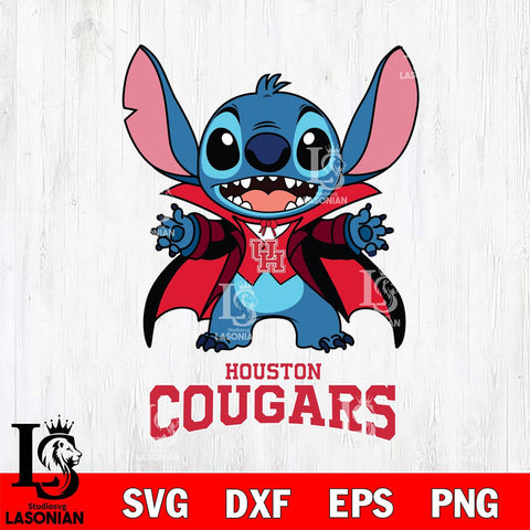 Houston Cougars Stitch Vampire halloween Svg Eps Dxf Png File, NCAA svg, Digital Download, Instant Download