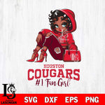 Houston Cougars #1 beauty Black Fan Girl, Svg Eps Dxf Png File, Digital Download