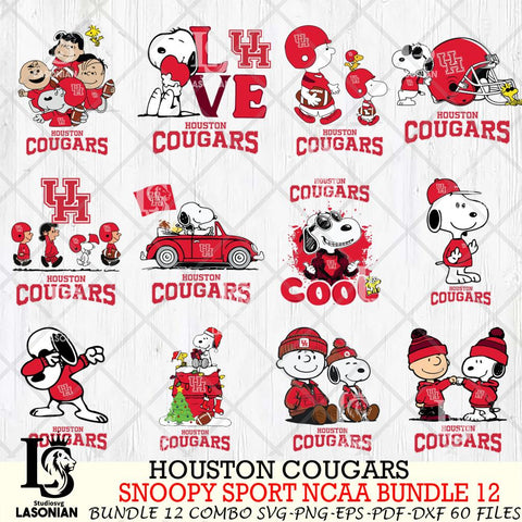 Houston Cougars  Snoopy NCAA Bundle 12 SVG Svg Eps Dxf Png File, Digital Download