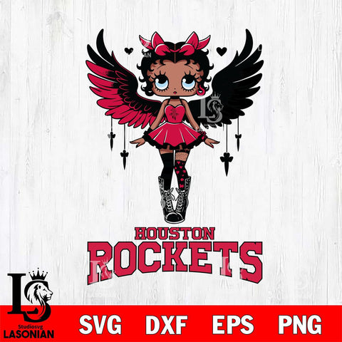 Houston Rockets Anglel Black Fan Girl Betty Boop