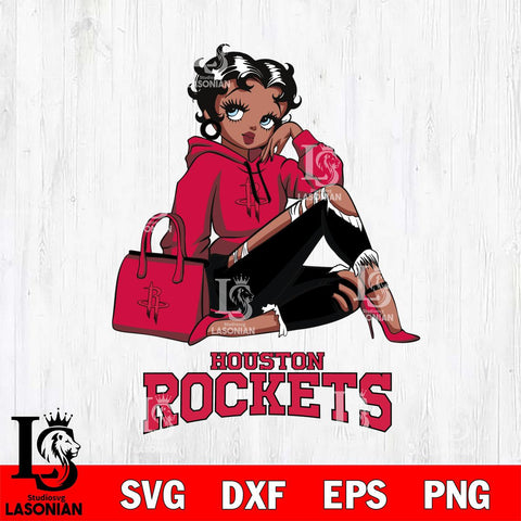 Houston Rockets Awesome Black Fan Girl Betty Boop