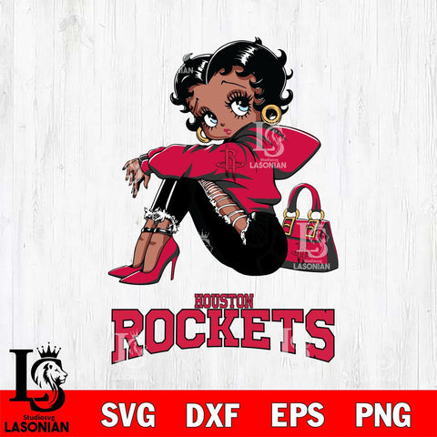 Houston Rockets Betty Boop Black Fan Girl Svg Eps Dxf Png File, Digital Download, Instant Download