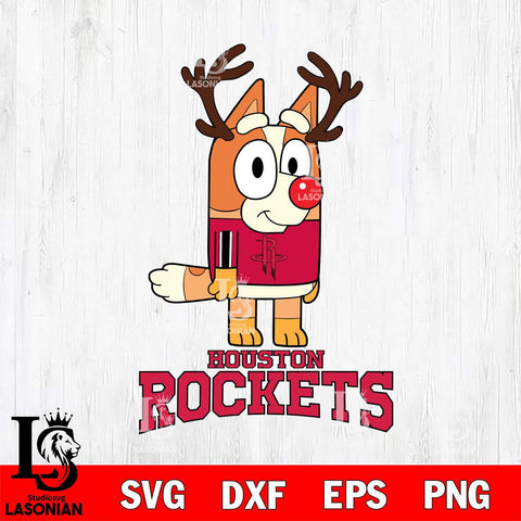 Houston Rockets Bluey Chilli Christmas Deer Svg Eps Dxf Png File, Digital Download