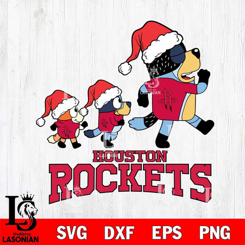 Houston Rockets Bluey Family Christmas Svg Eps Dxf Png File, Digital Download