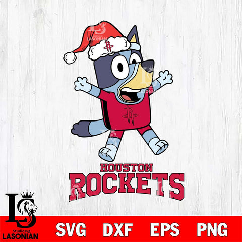 Houston Rockets Bluey Happy Christmas Svg Eps Dxf Png File, Digital Download