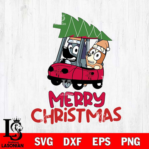 Houston Rockets Bluey Merry Christmas Svg Eps Dxf Png File, Digital Download