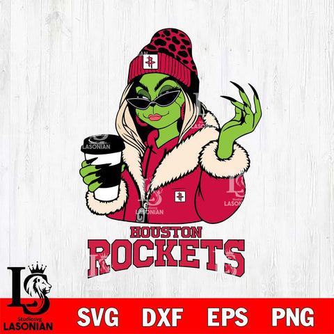 Houston Rockets Boujee Grinch Girls Christmas Cut Files Cricut, Svg Dxf Eps Png file , Silhouette