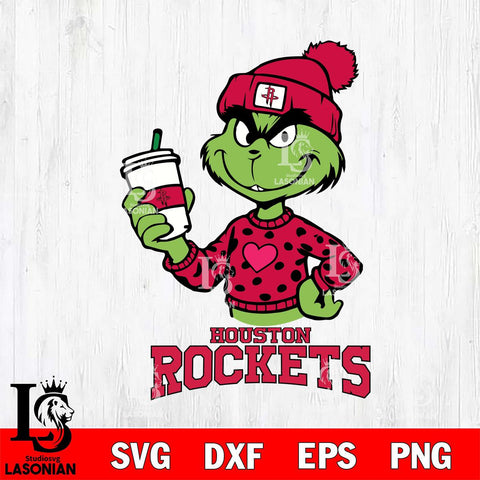 Houston Rockets Boujee Grinch Heart Christmas Cut Files Cricut, Svg Dxf Eps Png file , Silhouette