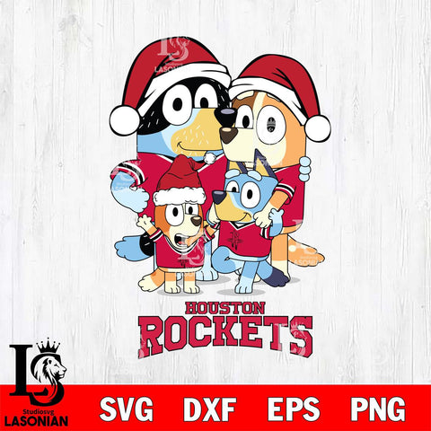 Houston Rockets Christmas Bluey Family Sport Svg , Christmas Svg , Bluey svg , Digital Download, dxf eps png pdf file