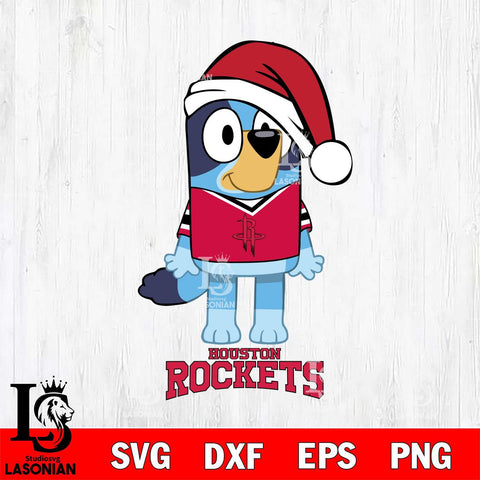 Houston Rockets Christmas Bluey Sport Svg , Christmas Svg , Bluey svg , Digital Download, dxf eps png pdf file