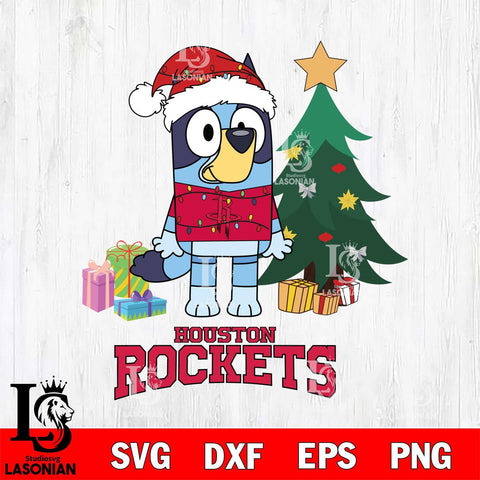 Houston Rockets Christmas Bluey Tree Sport Svg , Christmas Svg , Bluey svg , Digital Download, dxf eps png pdf file