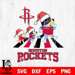 Houston Rockets Christmas Family Bluey Walking Svg , Christmas Svg , Bluey svg , Digital Download, dxf eps png pdf file