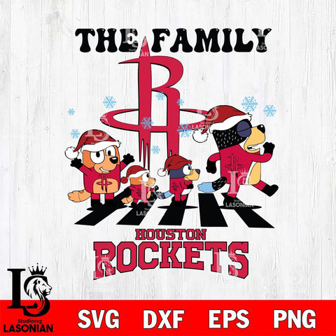 Houston Rockets Family Bluey Christmas Svg Eps Dxf Png File, Digital Download