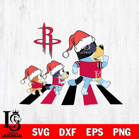 Houston Rockets Family Bluey Walking Christmas Svg Eps Dxf Png File, Digital Download, Instant Download