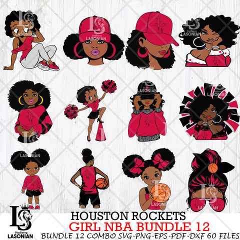 Houston Rockets Girl NBA Bundle 12 Svg Eps Dxf Png File, Digital Download, Instant Download