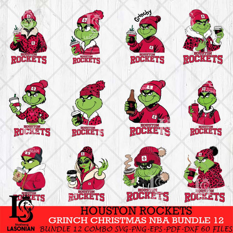 Houston Rockets Grinch Christmas NBA Bundle 12 Cut Files Cricut, Svg Dxf Eps Png file , Silhouette