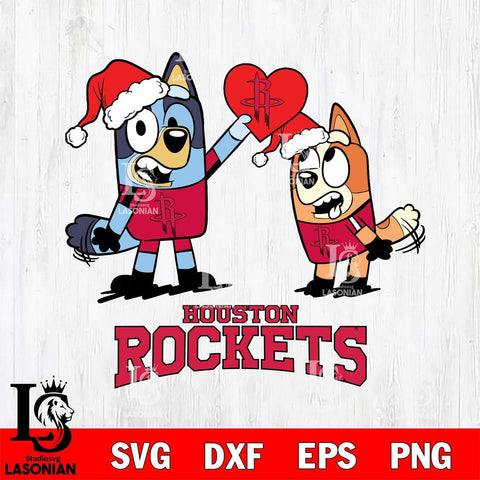 Houston Rockets Love Bluey Christmas Svg Eps Dxf Png File, Digital Download